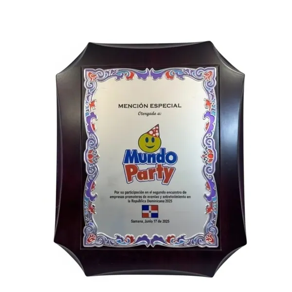 Placa de Reconocimiento en Madera color oscuro 27X22cm