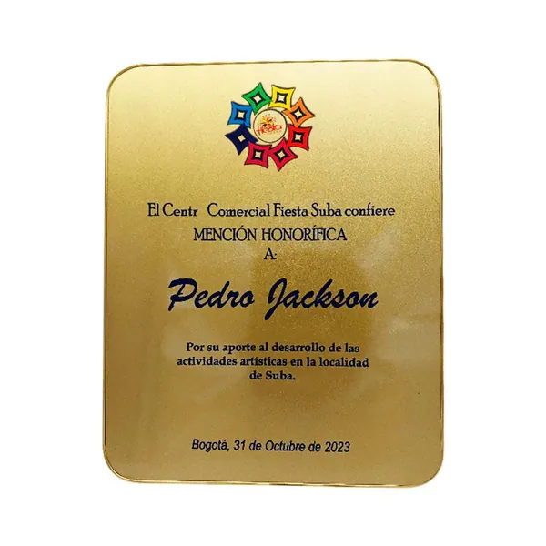 Placa de Reconocimiento en Madera con borde