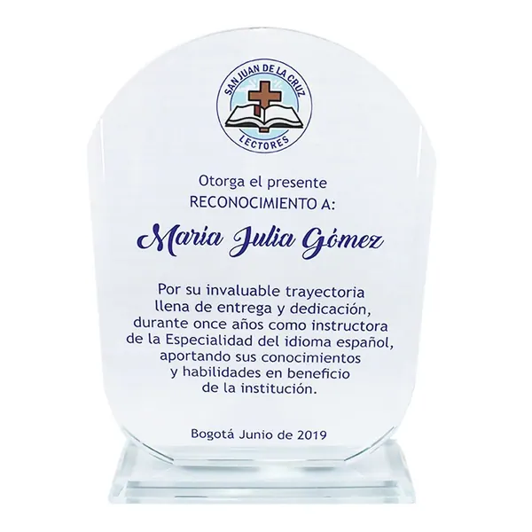 Placa de Reconocimiento en U 17X25cm