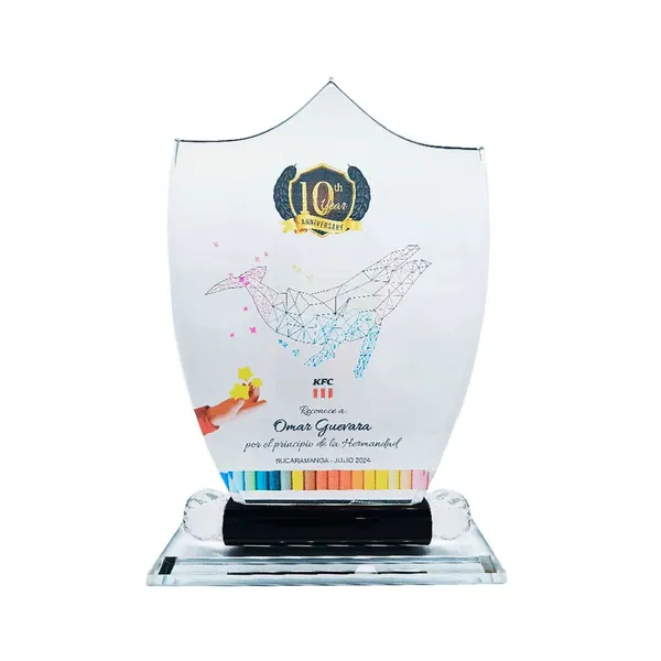 Placa de Reconocimiento Escudo vidrio