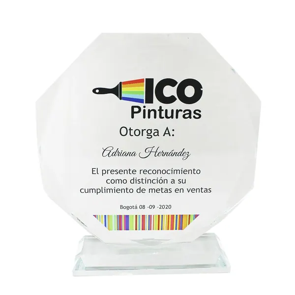 Placa de Reconocimiento Octágono 20x20cm