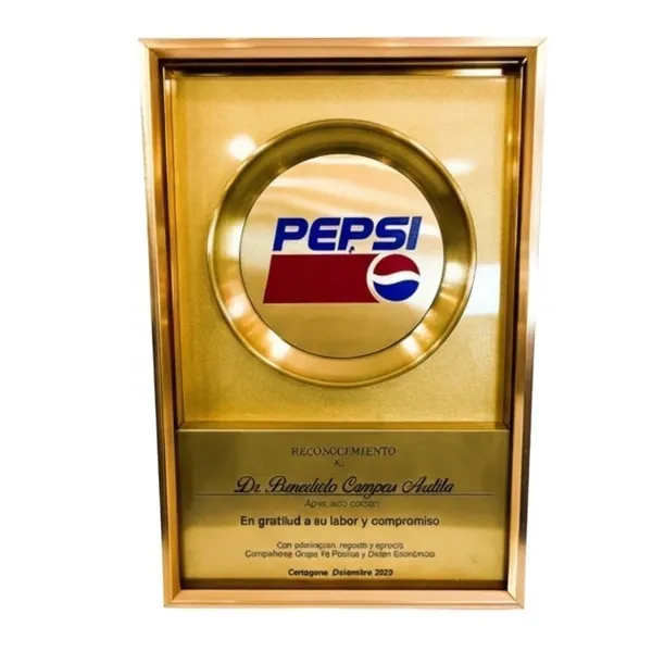 Placa de Reconocimiento Plato metal dorado 20x30cm