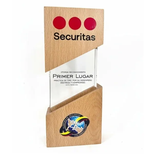Placa de Reconocimiento Vidrio madera mvm 10x25cm