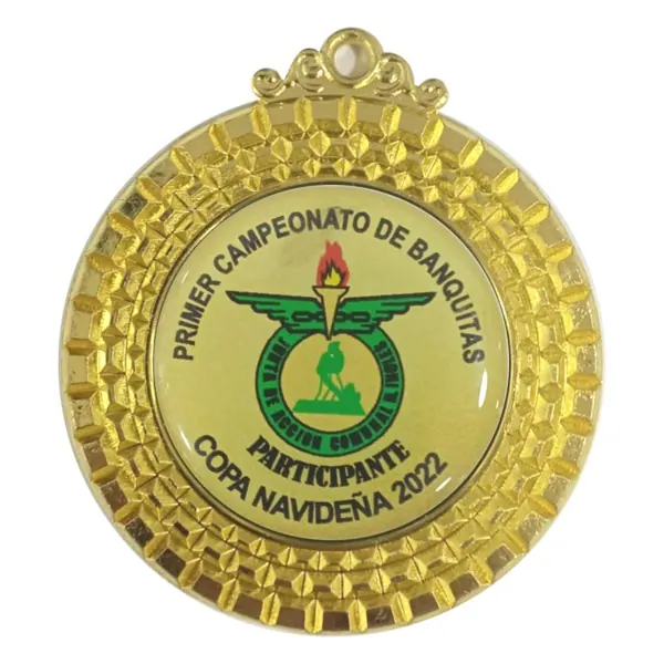 Medalla de premiación metálica sol
