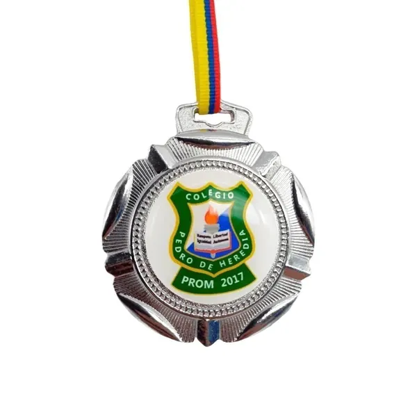Medalla de premiación Pliegues Plateada Metálica