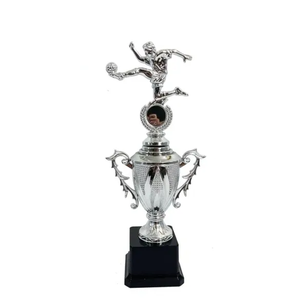 Trofeo de Fútbol Plateado con figura 31cm