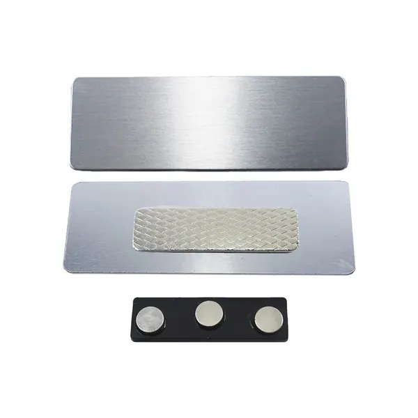 Identificador Aluminio Acrílico Magneto Silver