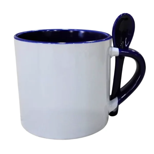 Mini Mug 6 Onzas Con Cuchara Y Color Interno Azul Oscuro personalizado