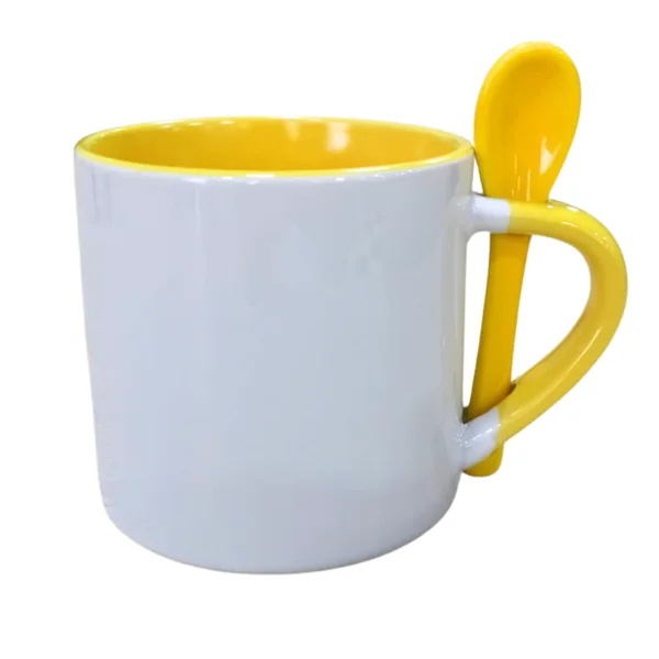Mini Mug 6 Onzas Con Cuchara Y Color Interno Amarillo personalizado