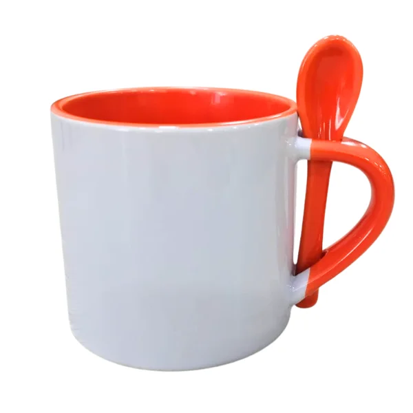Mini Mug 6 Onzas Con Cuchara Y Color Interno Naranja personalizado