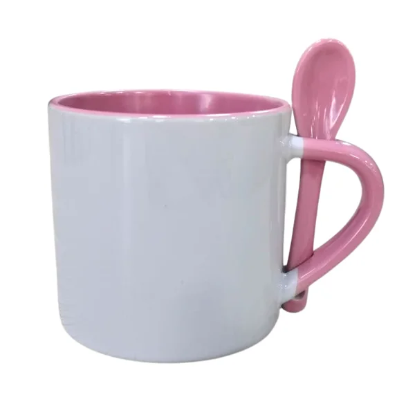 Mini Mug 6 Onzas Con Cuchara Y Color Interno Rosado personalizado