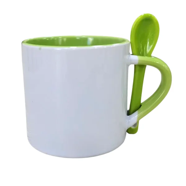 Mini Mug 6 Onzas Con Cuchara Y Color Interno Verde Claro personalizado