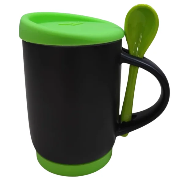 Mug Magico Tapa Y Base Cuchara 11 Onzas Verde Claro personalizado
