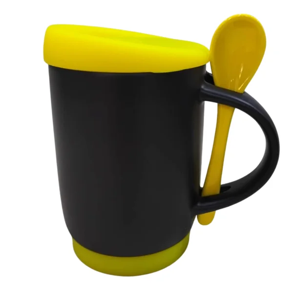 Mug Magico Tapa Y Base Cuchara 11 Onzas Amarillo