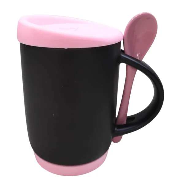 Mug Magico Tapa Y Base Cuchara 11 Onzas Rosada