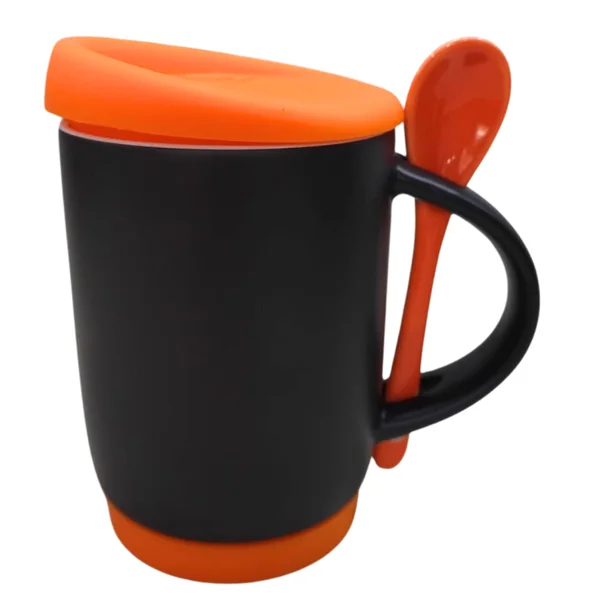 Mug Magico Tapa Y Base Cuchara 11 Onzas Naranja