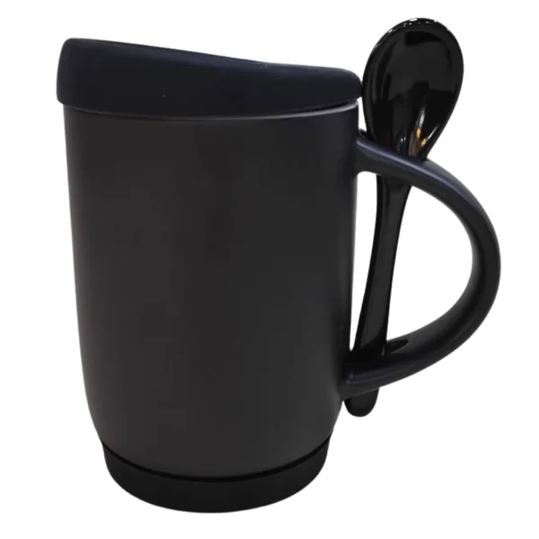 Mug Magico Tapa Y Base Cuchara 11 Onzas Negro