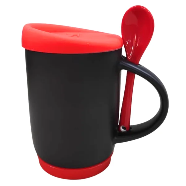 Mug Magico Tapa Y Base Cuchara 11 Onzas Rojo